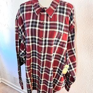 NEW w/tags BLUE MOUNTAIN Men's Plaid flannel Long Sleeve White Black Red